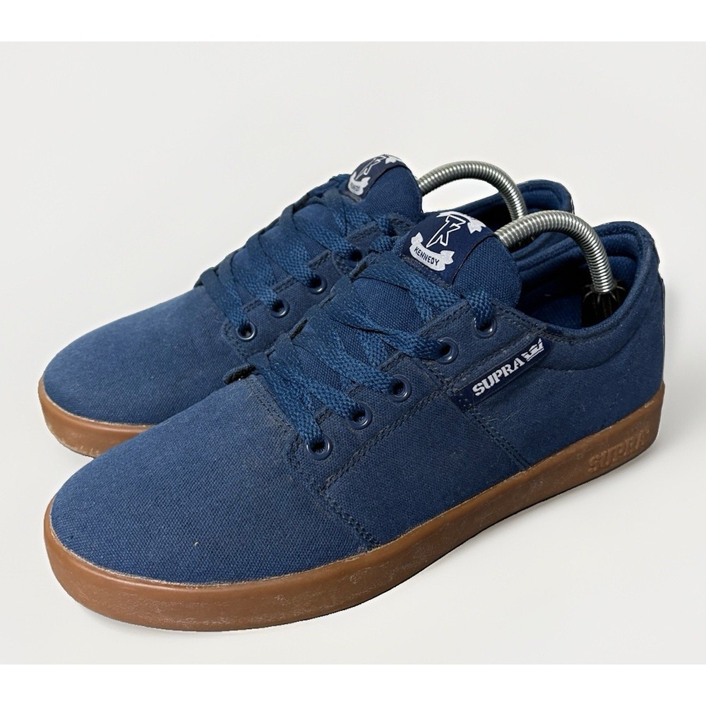 Supra Stacks II Skate Shoes Mens 9.5 Navy Blue Gum Canvas Low Top Lace Up S44086